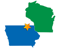 map of Iowa and Wisconsin