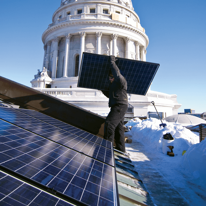 Installing solar panels at the state capitol
