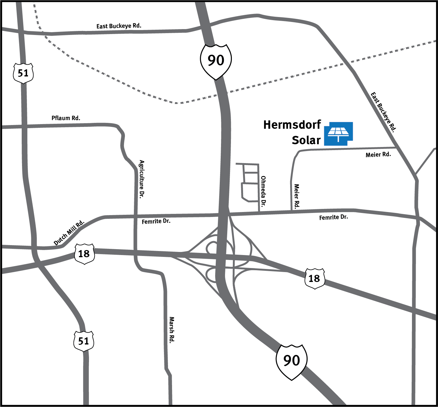 Map of Hermsdorf Solar in Madison.
