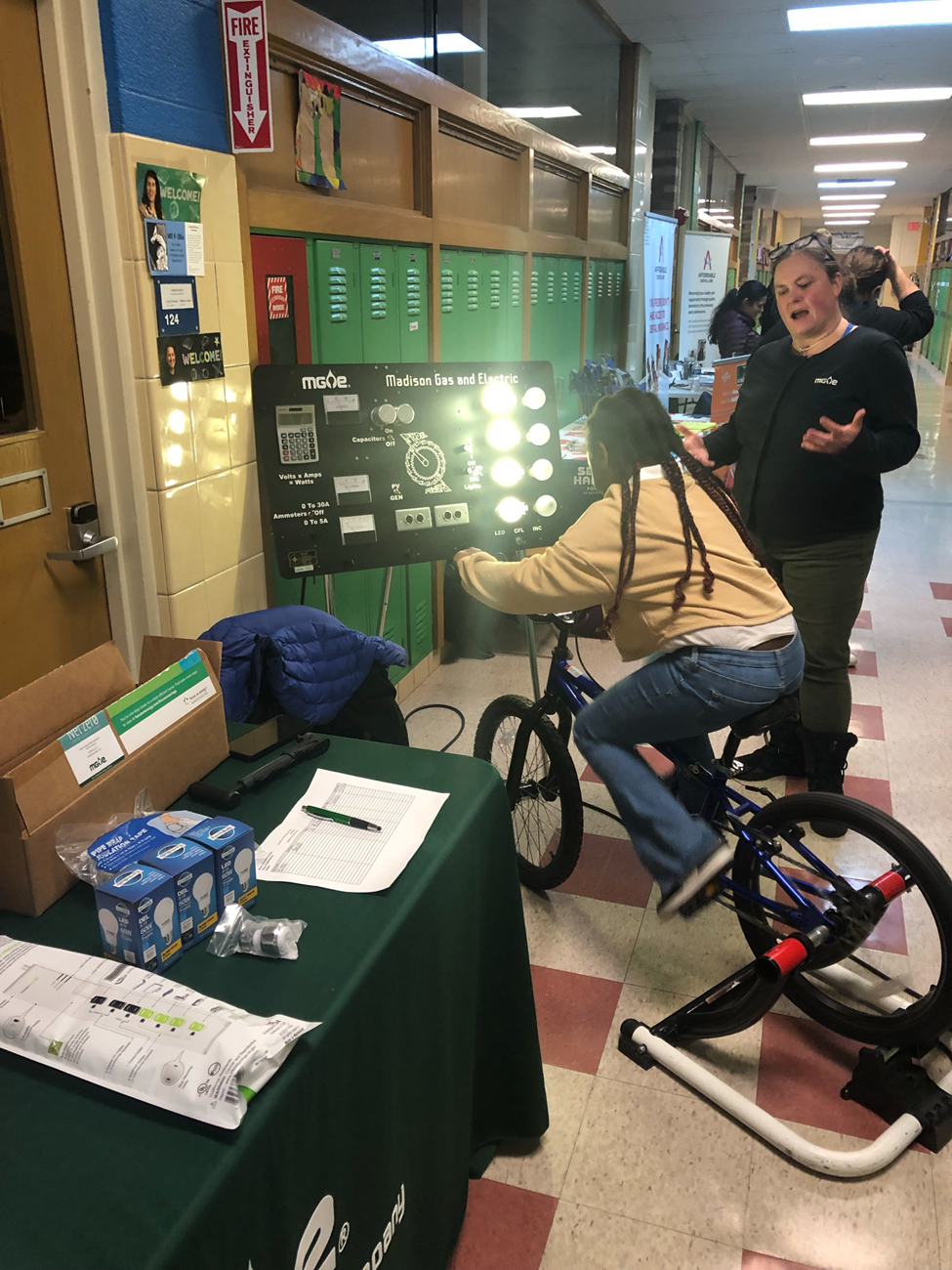 Energy education using the Pedal Power bike.