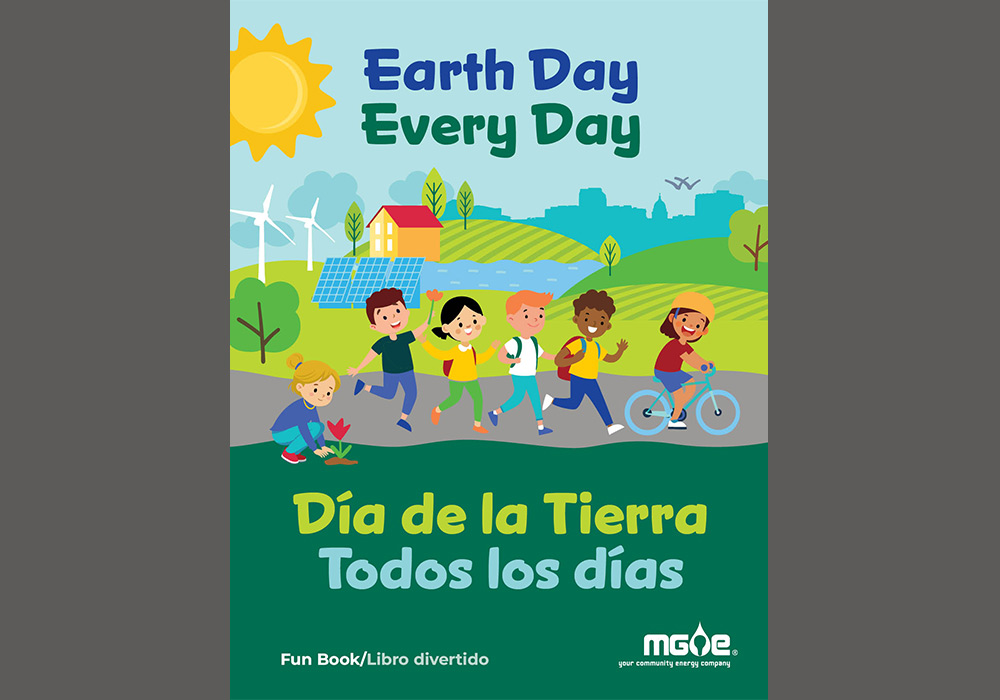 The colorful cover of the Fun Book with a group of clipart children along a path and a country scene beyond.