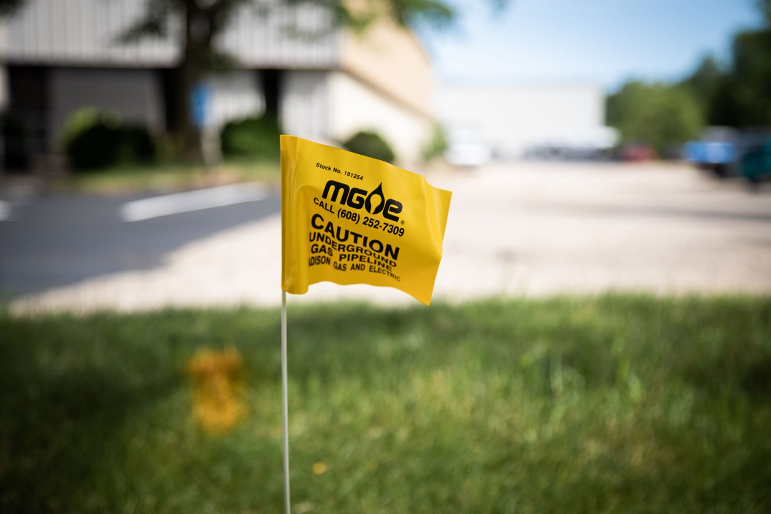 Underground utility flag marker.