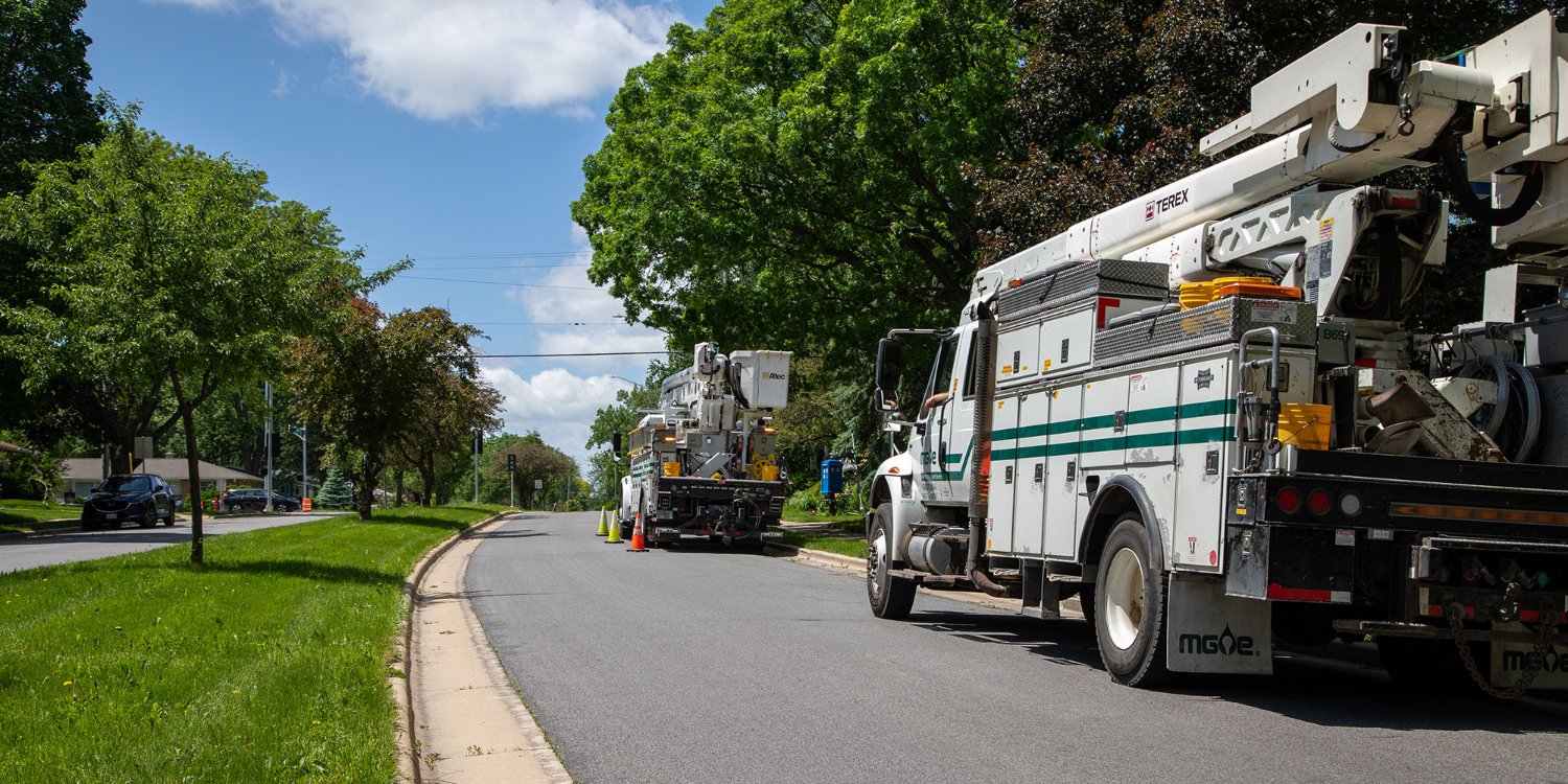 MGE crews on a residential street in Madison
