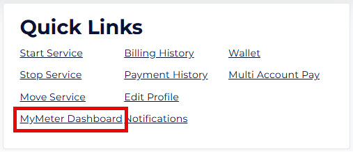 MyMeter link in My Account Quick Links
