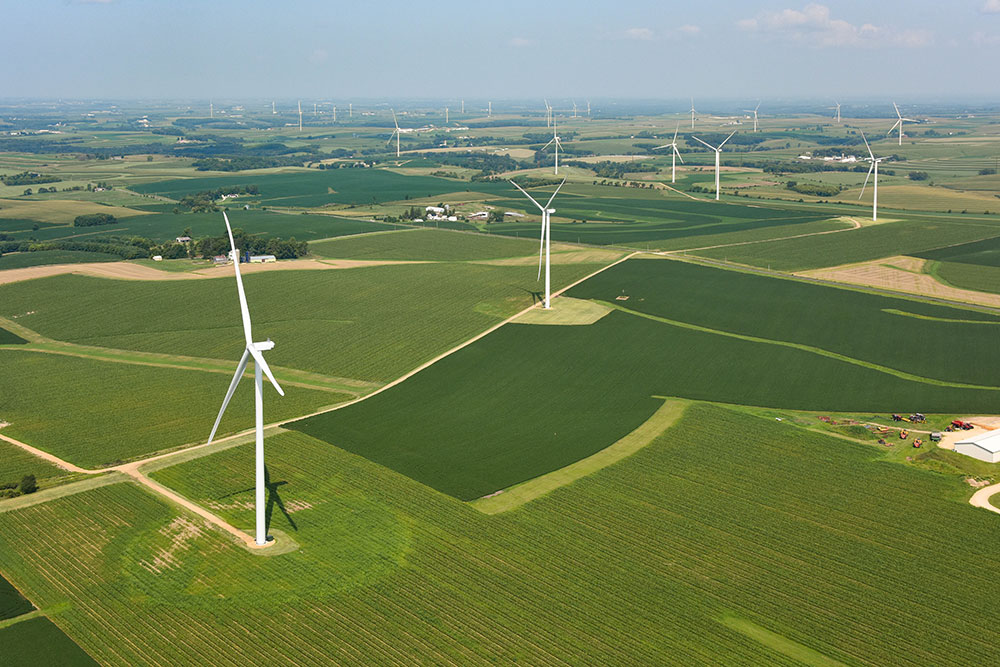 aerial view of wind farm