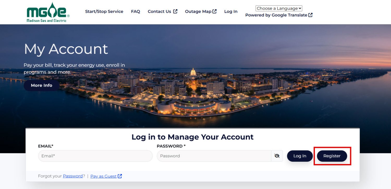 My Account login screenshot