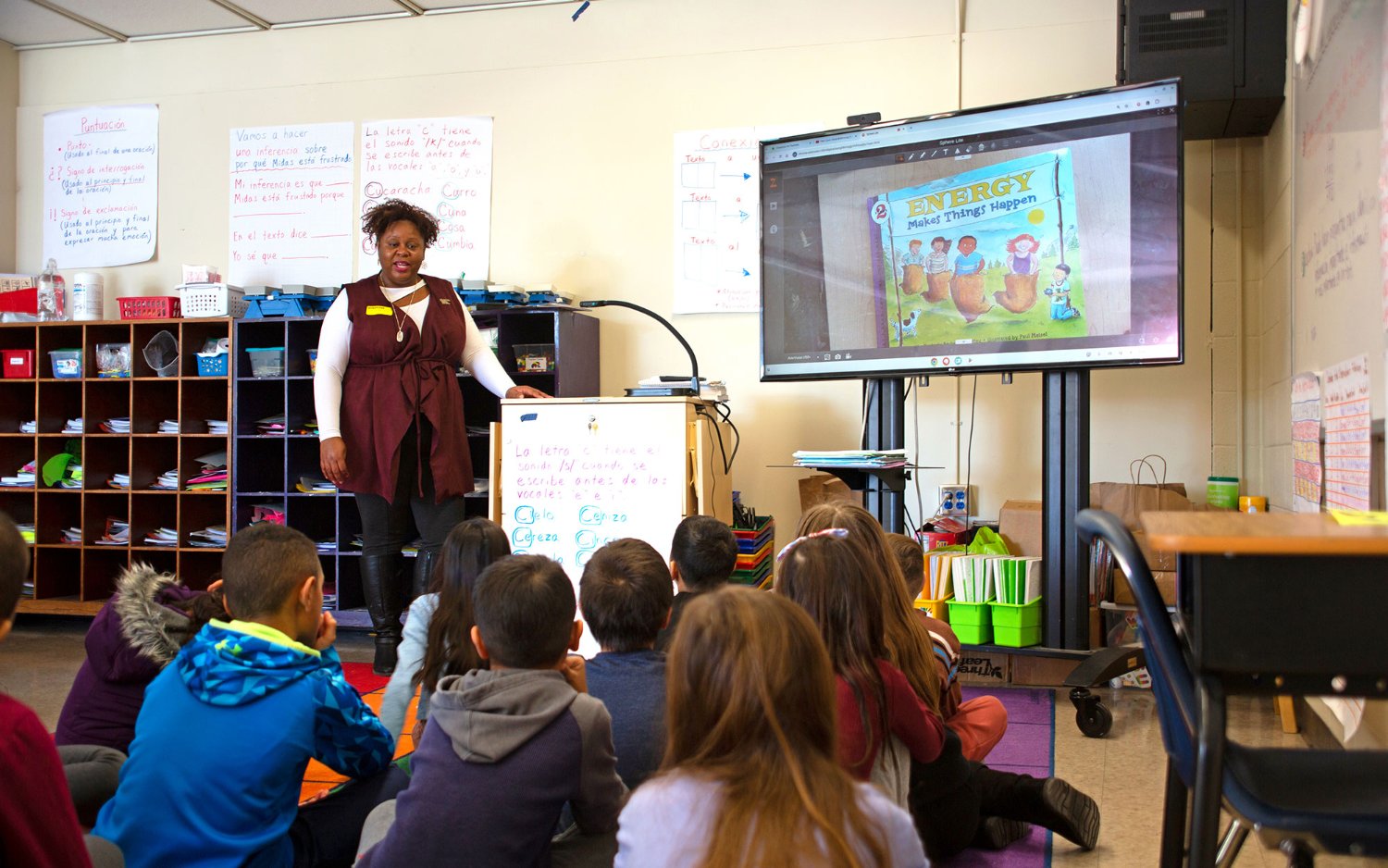 MGE teaching students about energy in a classroom