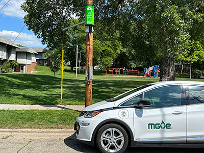 pole-mounted electric vehicle charging station